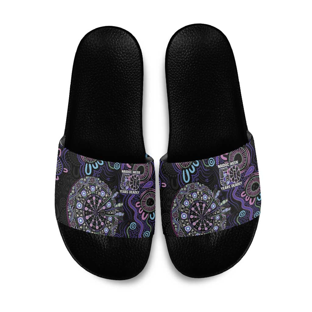 First Nations Darts NAIDOC 2026 Slide Sandals Aboriginal Dot Art