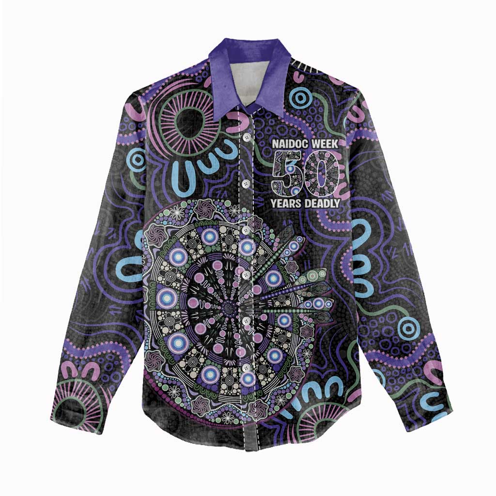 First Nations Darts NAIDOC 2026 Women Casual Shirt Aboriginal Dot Art