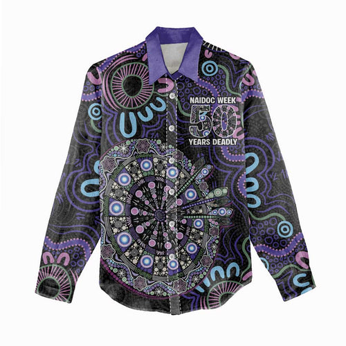 First Nations Darts NAIDOC 2026 Women Casual Shirt Aboriginal Dot Art