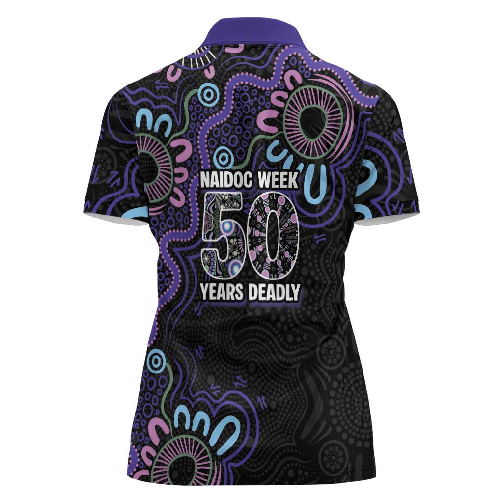 First Nations Darts NAIDOC 2026 Women Polo Shirt Aboriginal Dot Art