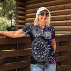 First Nations Darts NAIDOC 2026 Women Polo Shirt Aboriginal Dot Art