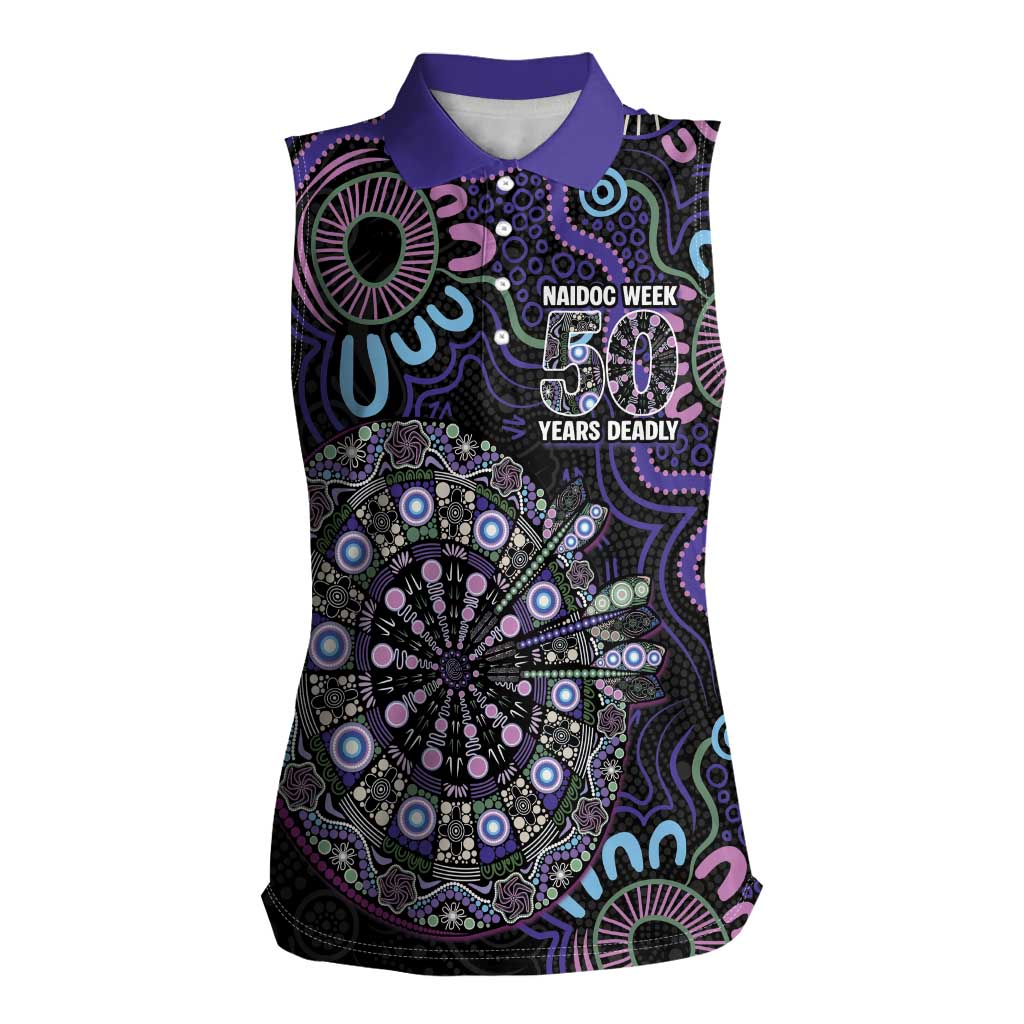 First Nations Darts NAIDOC 2026 Women Sleeveless Polo Shirt Aboriginal Dot Art