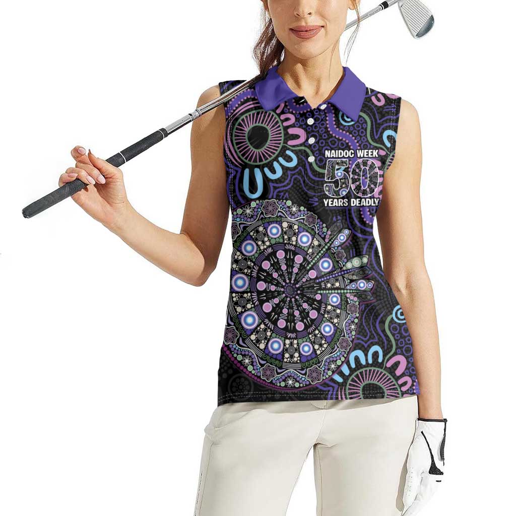 First Nations Darts NAIDOC 2026 Women Sleeveless Polo Shirt Aboriginal Dot Art