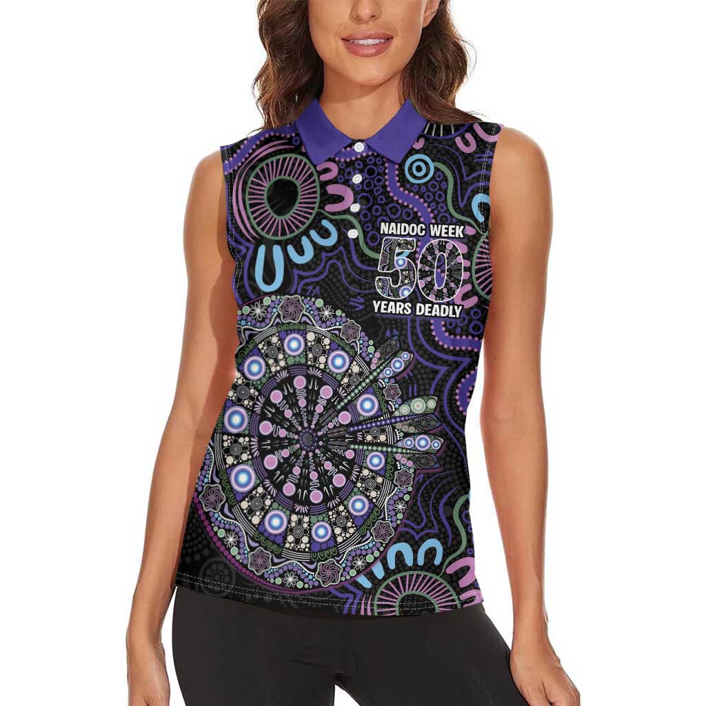 First Nations Darts NAIDOC 2026 Women Sleeveless Polo Shirt Aboriginal Dot Art