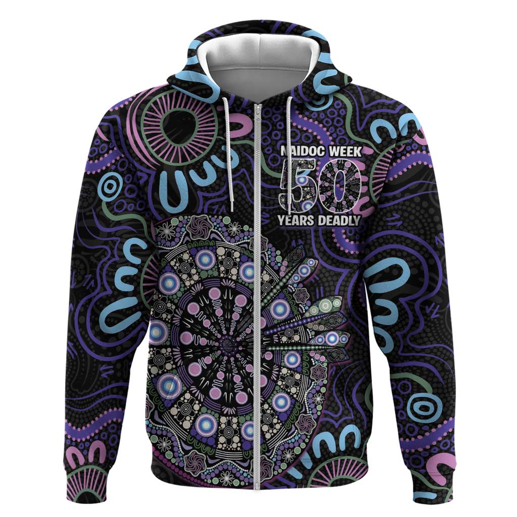 First Nations Darts NAIDOC 2026 Zip Hoodie Aboriginal Dot Art