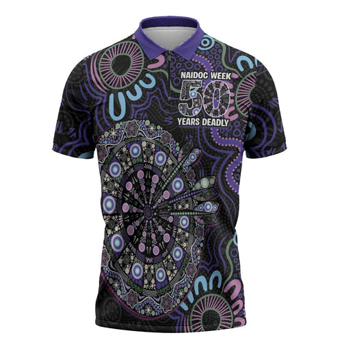 First Nations Darts NAIDOC 2026 Zipper Polo Shirt Aboriginal Dot Art