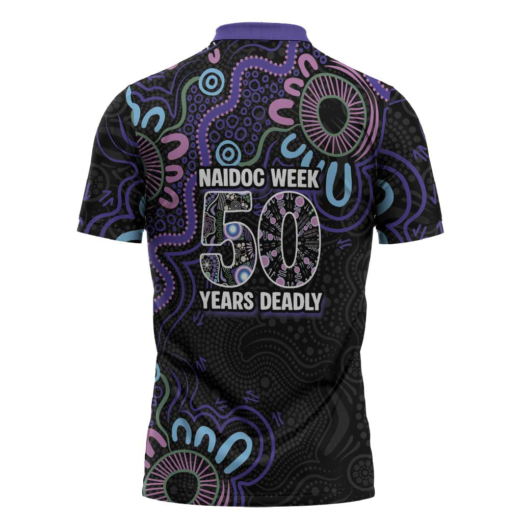 First Nations Darts NAIDOC 2026 Zipper Polo Shirt Aboriginal Dot Art