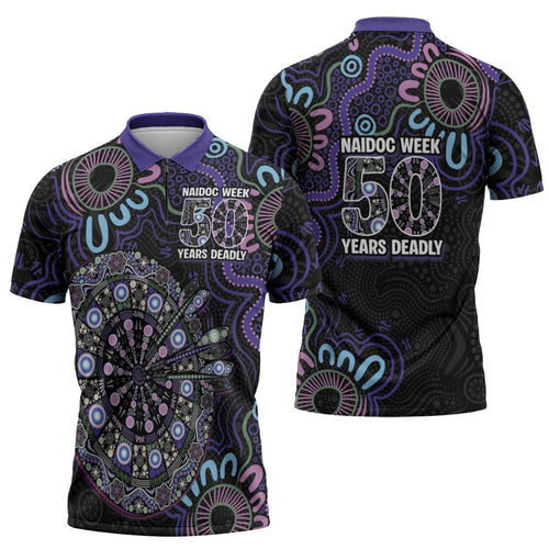First Nations Darts NAIDOC 2026 Zipper Polo Shirt Aboriginal Dot Art