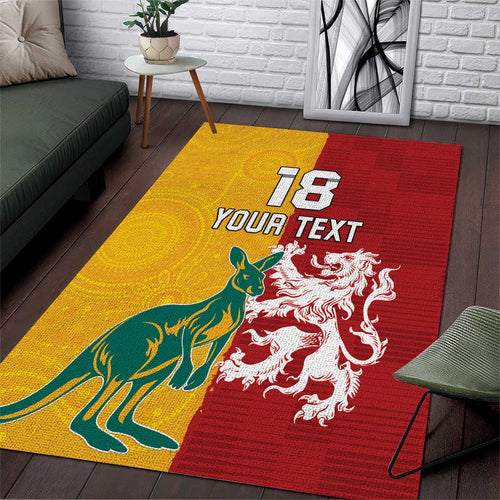 Custom British Lions Australia Area Rug Unique Style - Aussie Hoodie