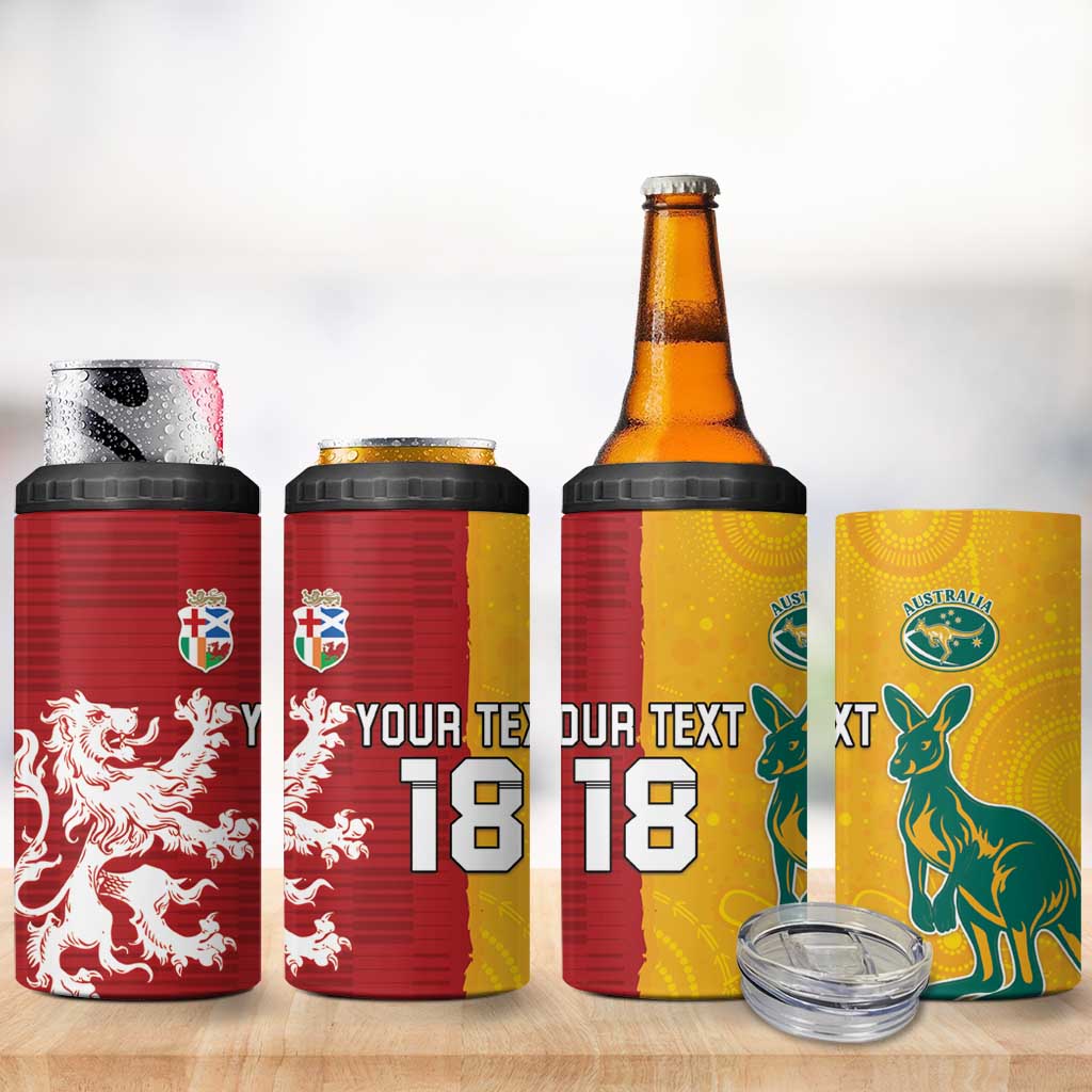Custom British Lions Australia 4 in 1 Can Cooler Tumbler Unique Style - Aussie Hoodie