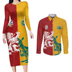 Custom British Lions Australia Couples Matching Long Sleeve Bodycon Dress and Long Sleeve Button Shirt Unique Style - Aussie Hoodie