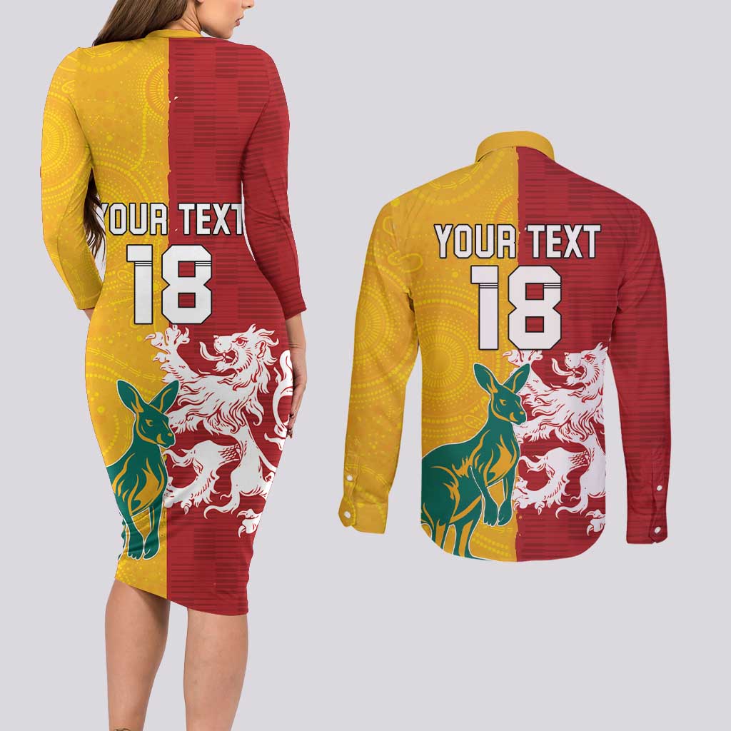 Custom British Lions Australia Couples Matching Long Sleeve Bodycon Dress and Long Sleeve Button Shirt Unique Style - Aussie Hoodie
