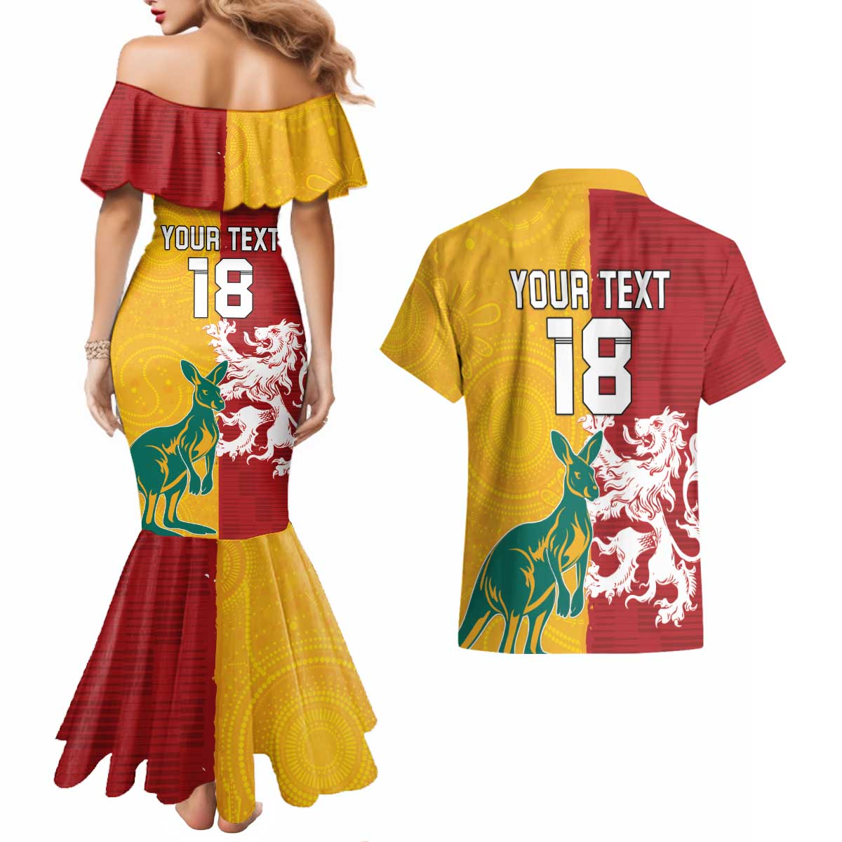 Custom British Lions Australia Couples Matching Mermaid Dress and Hawaiian Shirt Unique Style - Aussie Hoodie