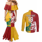 Custom British Lions Australia Couples Matching Mermaid Dress and Long Sleeve Button Shirt Unique Style - Aussie Hoodie