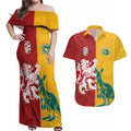 Custom British Lions Australia Couples Matching Off Shoulder Maxi Dress and Hawaiian Shirt Unique Style - Aussie Hoodie