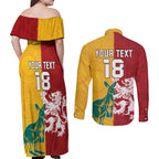 Custom British Lions Australia Couples Matching Off Shoulder Maxi Dress and Long Sleeve Button Shirt Unique Style - Aussie Hoodie