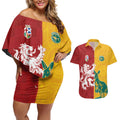 Custom British Lions Australia Couples Matching Off Shoulder Short Dress and Hawaiian Shirt Unique Style - Aussie Hoodie