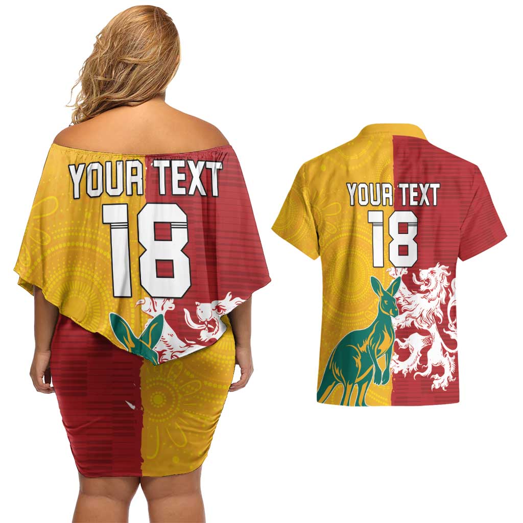 Custom British Lions Australia Couples Matching Off Shoulder Short Dress and Hawaiian Shirt Unique Style - Aussie Hoodie