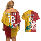 Custom British Lions Australia Couples Matching Off Shoulder Short Dress and Hawaiian Shirt Unique Style - Aussie Hoodie