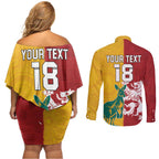 Custom British Lions Australia Couples Matching Off Shoulder Short Dress and Long Sleeve Button Shirt Unique Style - Aussie Hoodie