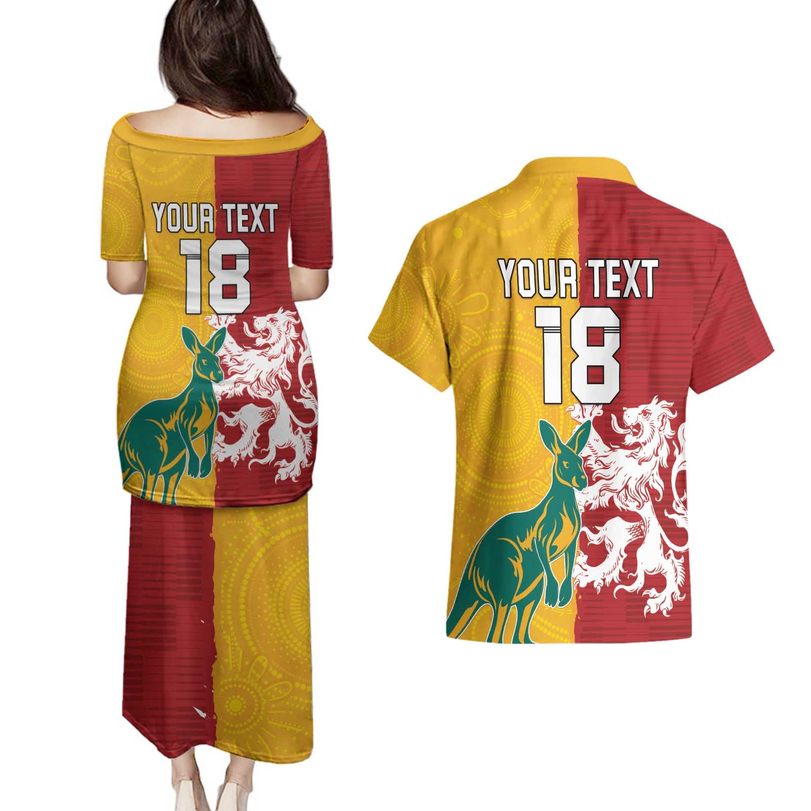 Custom British Lions Australia Couples Matching Puletasi and Hawaiian Shirt Unique Style - Aussie Hoodie