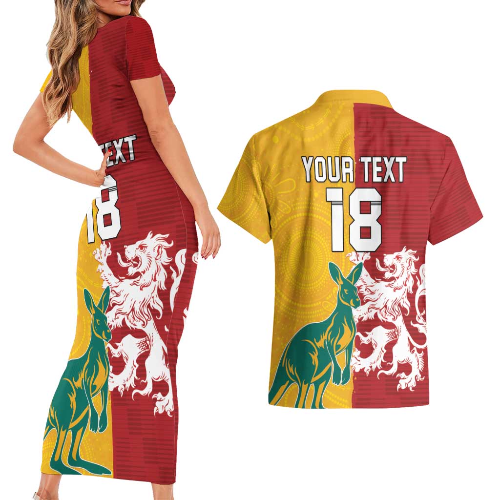 Custom British Lions Australia Couples Matching Short Sleeve Bodycon Dress and Hawaiian Shirt Unique Style - Aussie Hoodie