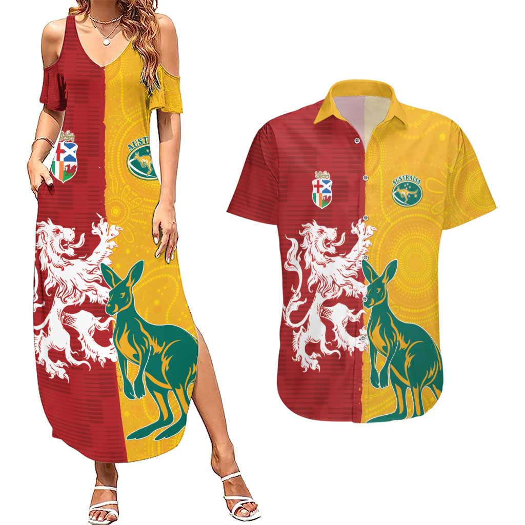 Custom British Lions Australia Couples Matching Summer Maxi Dress and Hawaiian Shirt Unique Style - Aussie Hoodie
