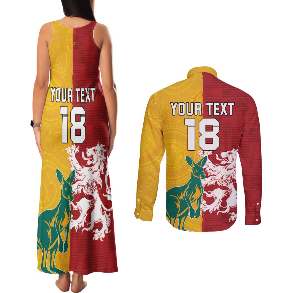 Custom British Lions Australia Couples Matching Tank Maxi Dress and Long Sleeve Button Shirt Unique Style - Aussie Hoodie