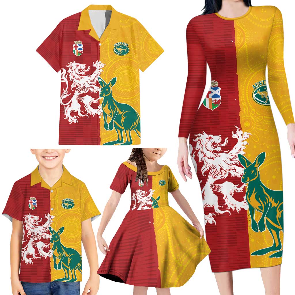 Custom British Lions Australia Family Matching Long Sleeve Bodycon Dress and Hawaiian Shirt Unique Style - Aussie Hoodie
