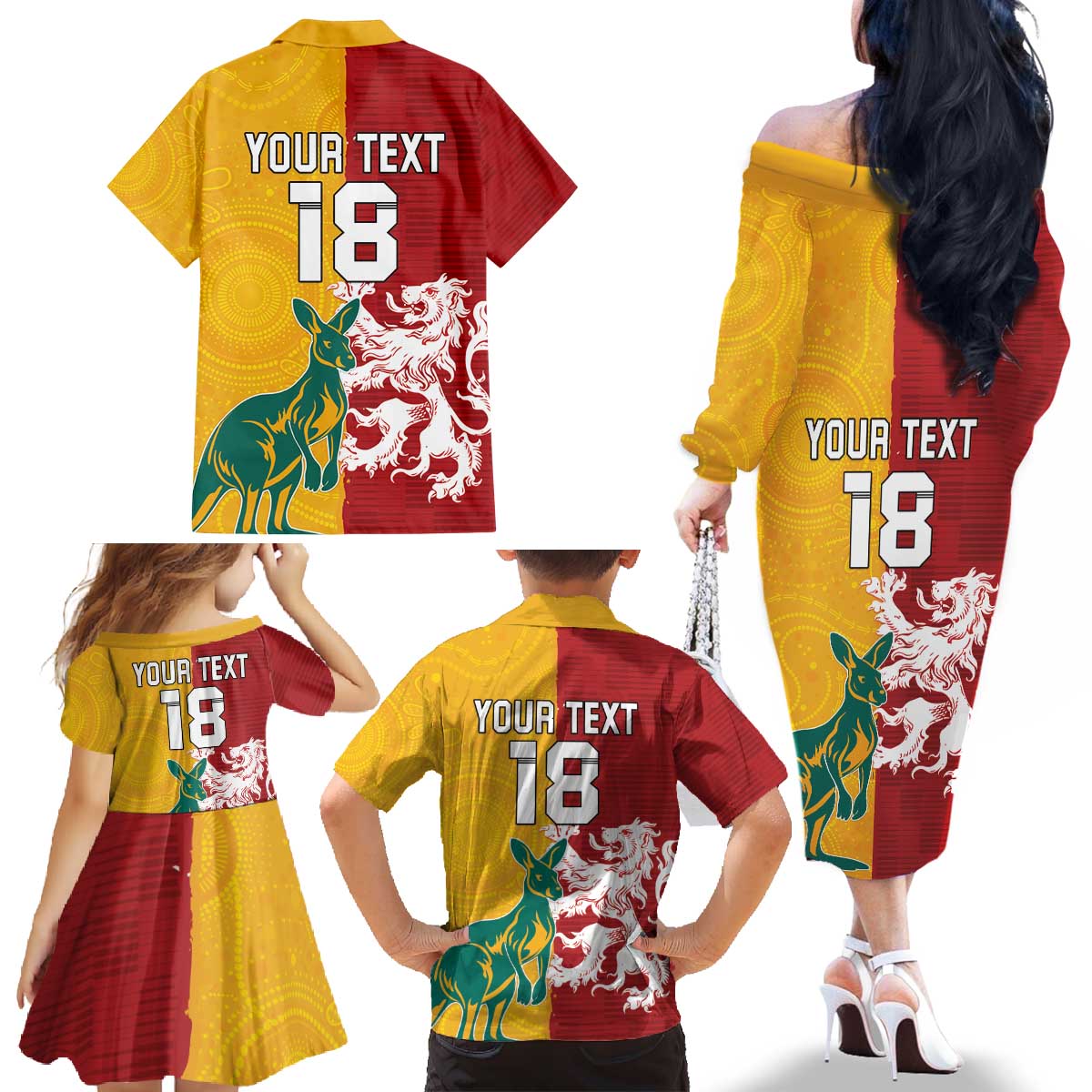 Custom British Lions Australia Family Matching Off The Shoulder Long Sleeve Dress and Hawaiian Shirt Unique Style - Aussie Hoodie