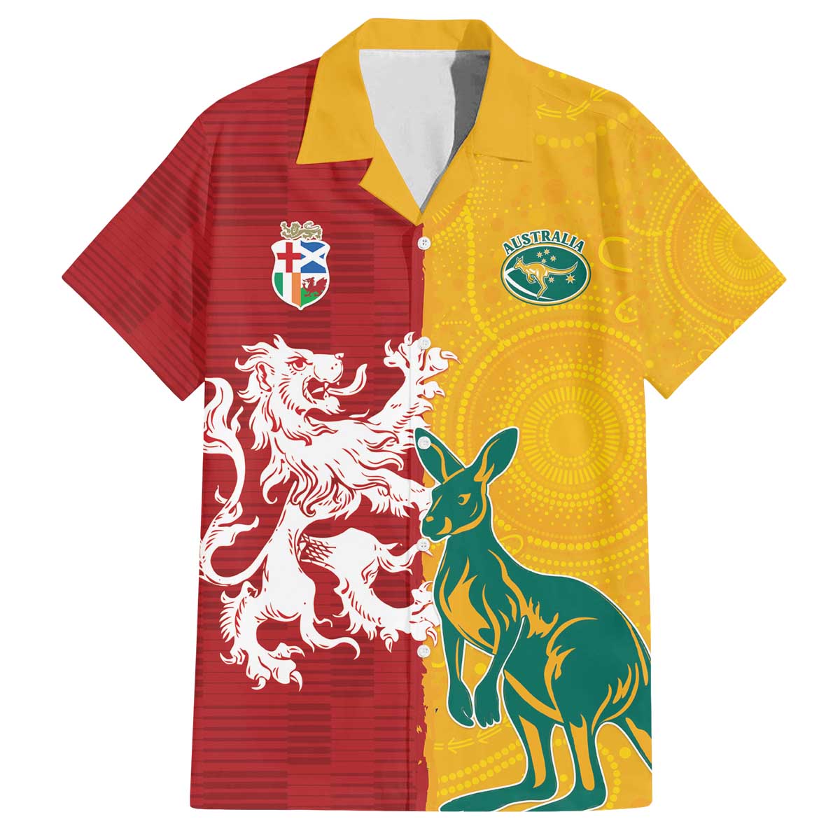 Custom British Lions Australia Family Matching Off The Shoulder Long Sleeve Dress and Hawaiian Shirt Unique Style - Aussie Hoodie