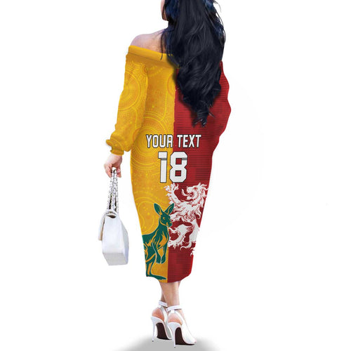 Custom British Lions Australia Family Matching Off The Shoulder Long Sleeve Dress and Hawaiian Shirt Unique Style - Aussie Hoodie