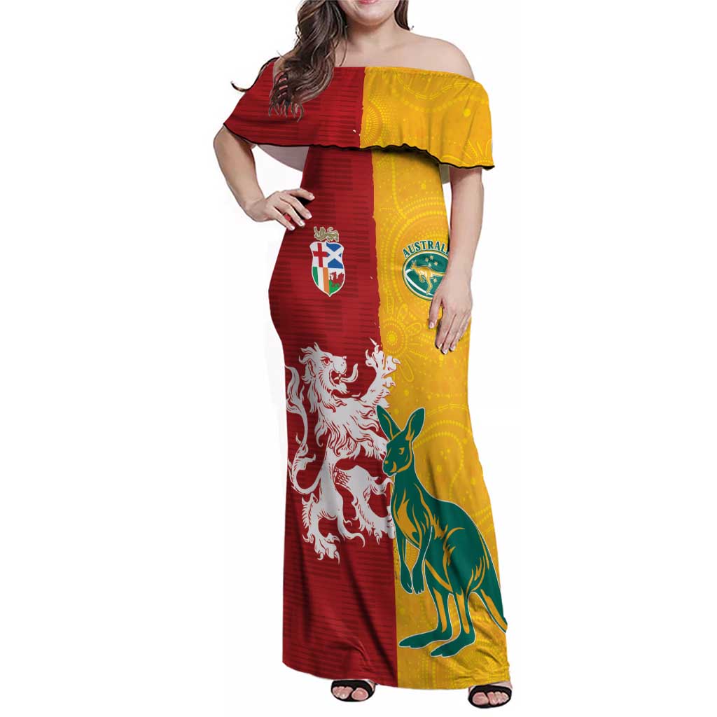Custom British Lions Australia Family Matching Off Shoulder Maxi Dress and Hawaiian Shirt Unique Style - Aussie Hoodie