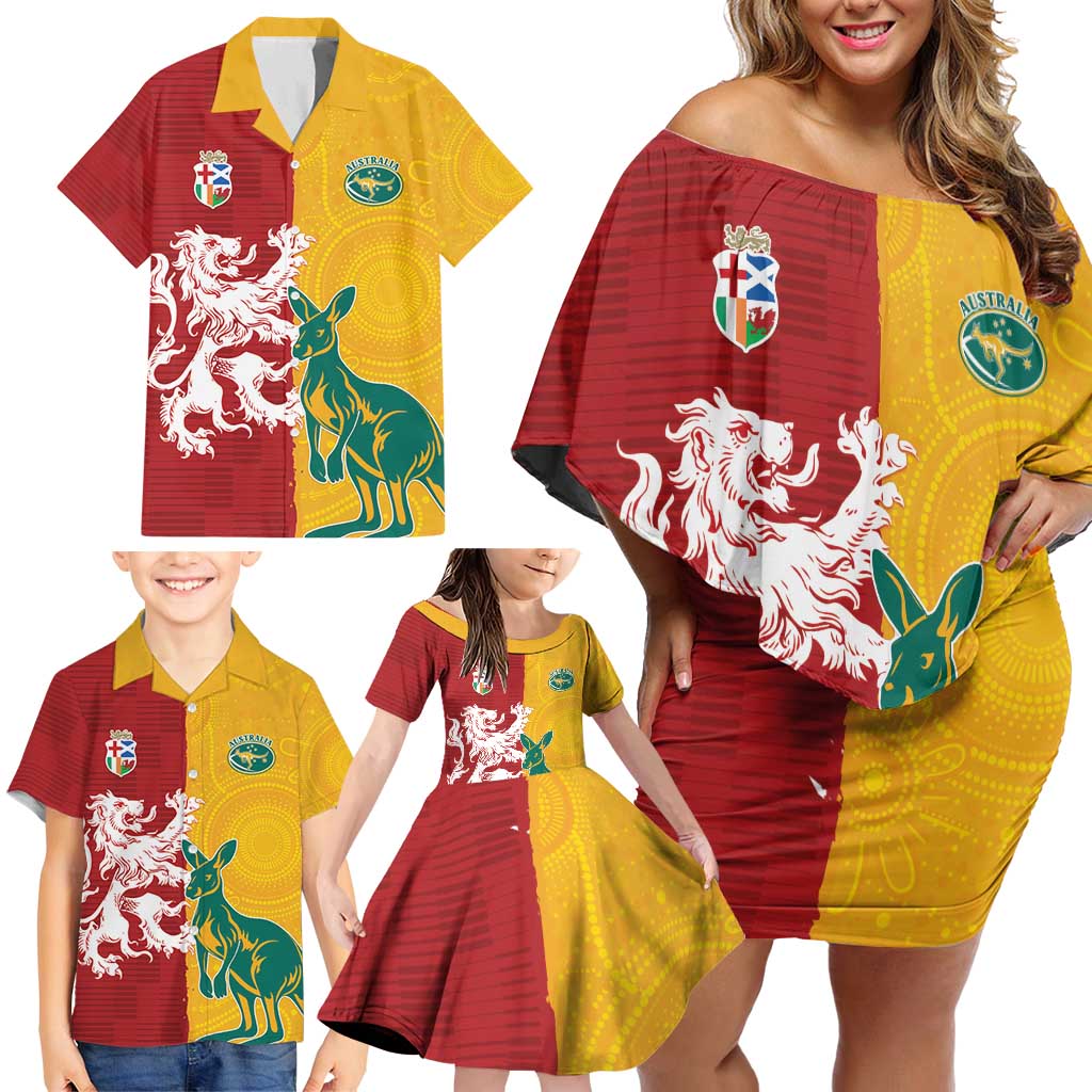 Custom British Lions Australia Family Matching Off Shoulder Short Dress and Hawaiian Shirt Unique Style - Aussie Hoodie