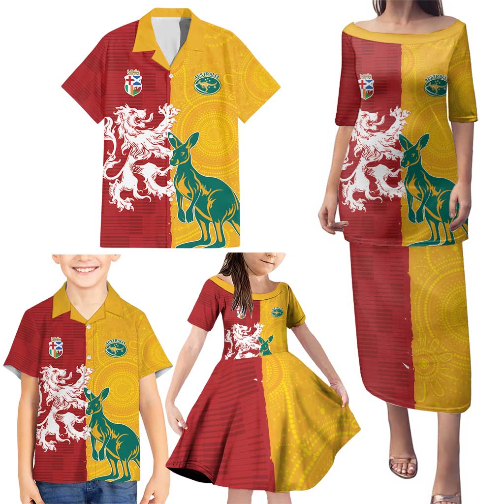 Custom British Lions Australia Family Matching Puletasi and Hawaiian Shirt Unique Style - Aussie Hoodie