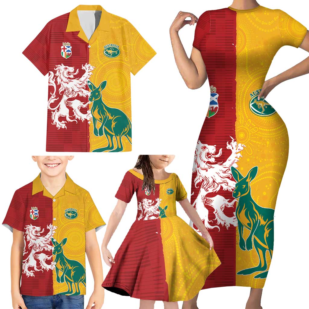Custom British Lions Australia Family Matching Short Sleeve Bodycon Dress and Hawaiian Shirt Unique Style - Aussie Hoodie