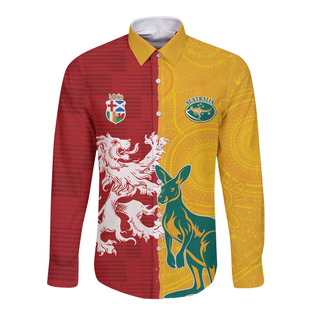 Custom British Lions Australia Long Sleeve Button Shirt Unique Style - Aussie Hoodie