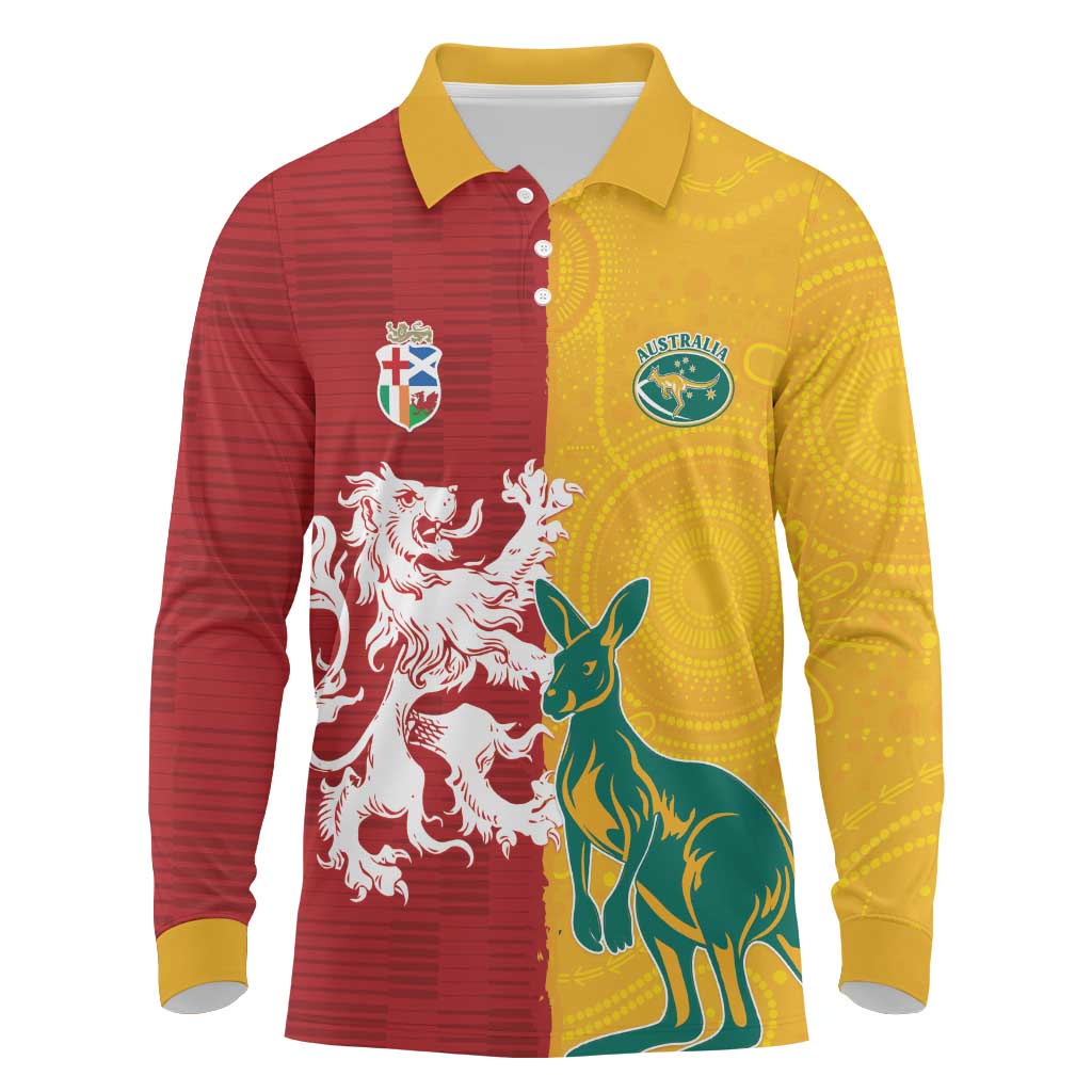 Custom British Lions Australia Long Sleeve Polo Shirt Unique Style - Aussie Hoodie