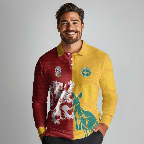Custom British Lions Australia Long Sleeve Polo Shirt Unique Style - Aussie Hoodie