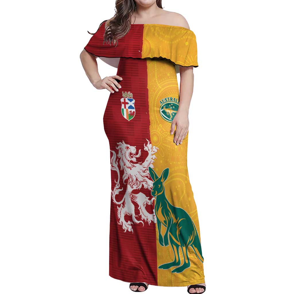 Custom British Lions Australia Off Shoulder Maxi Dress Unique Style - Aussie Hoodie