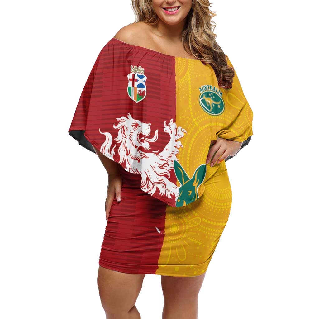Custom British Lions Australia Off Shoulder Short Dress Unique Style - Aussie Hoodie