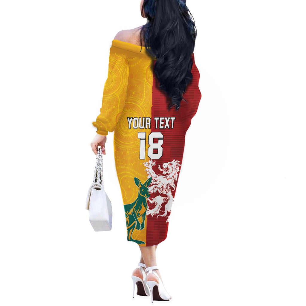 Custom British Lions Australia Off The Shoulder Long Sleeve Dress Unique Style - Aussie Hoodie