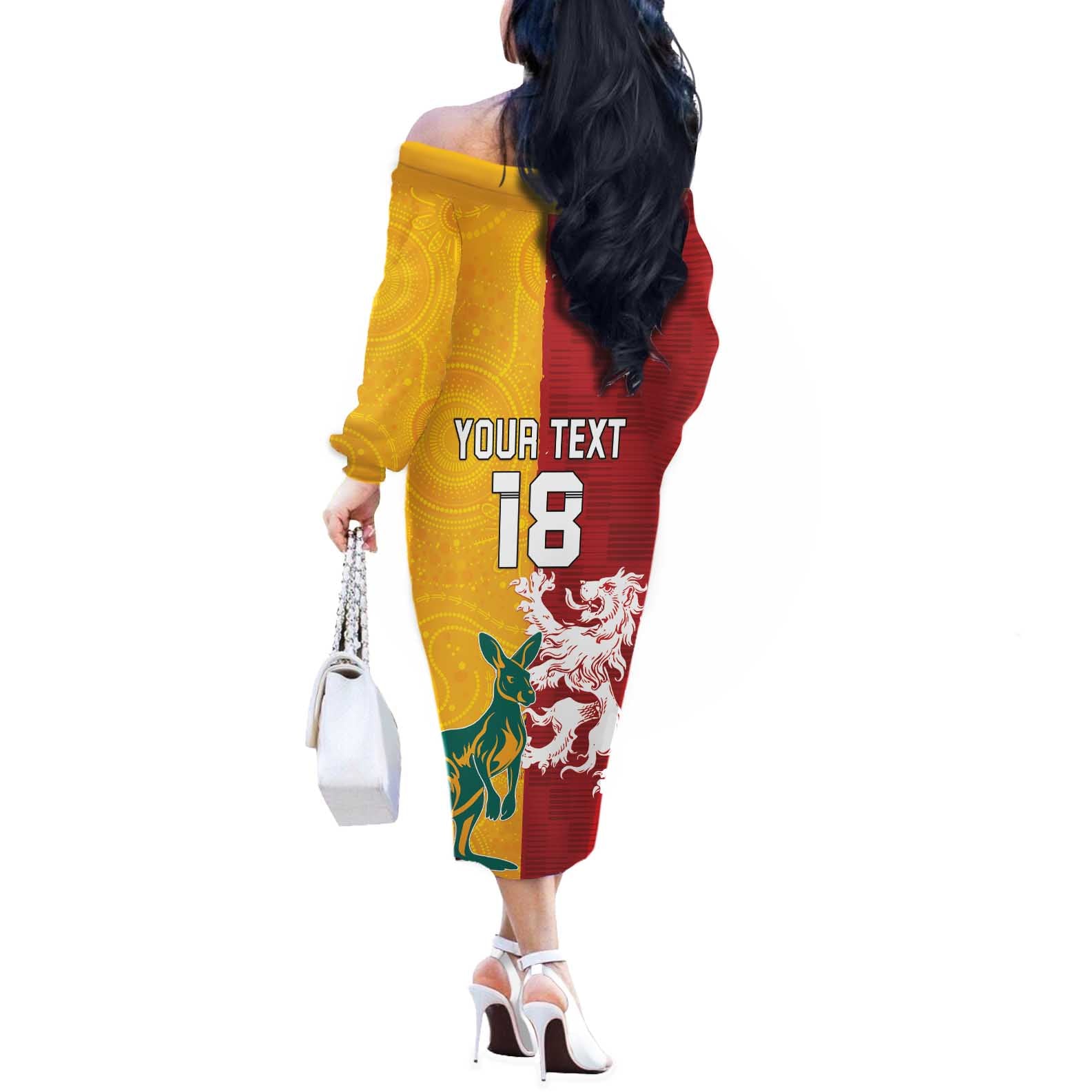 Custom British Lions Australia Off The Shoulder Long Sleeve Dress Unique Style - Aussie Hoodie