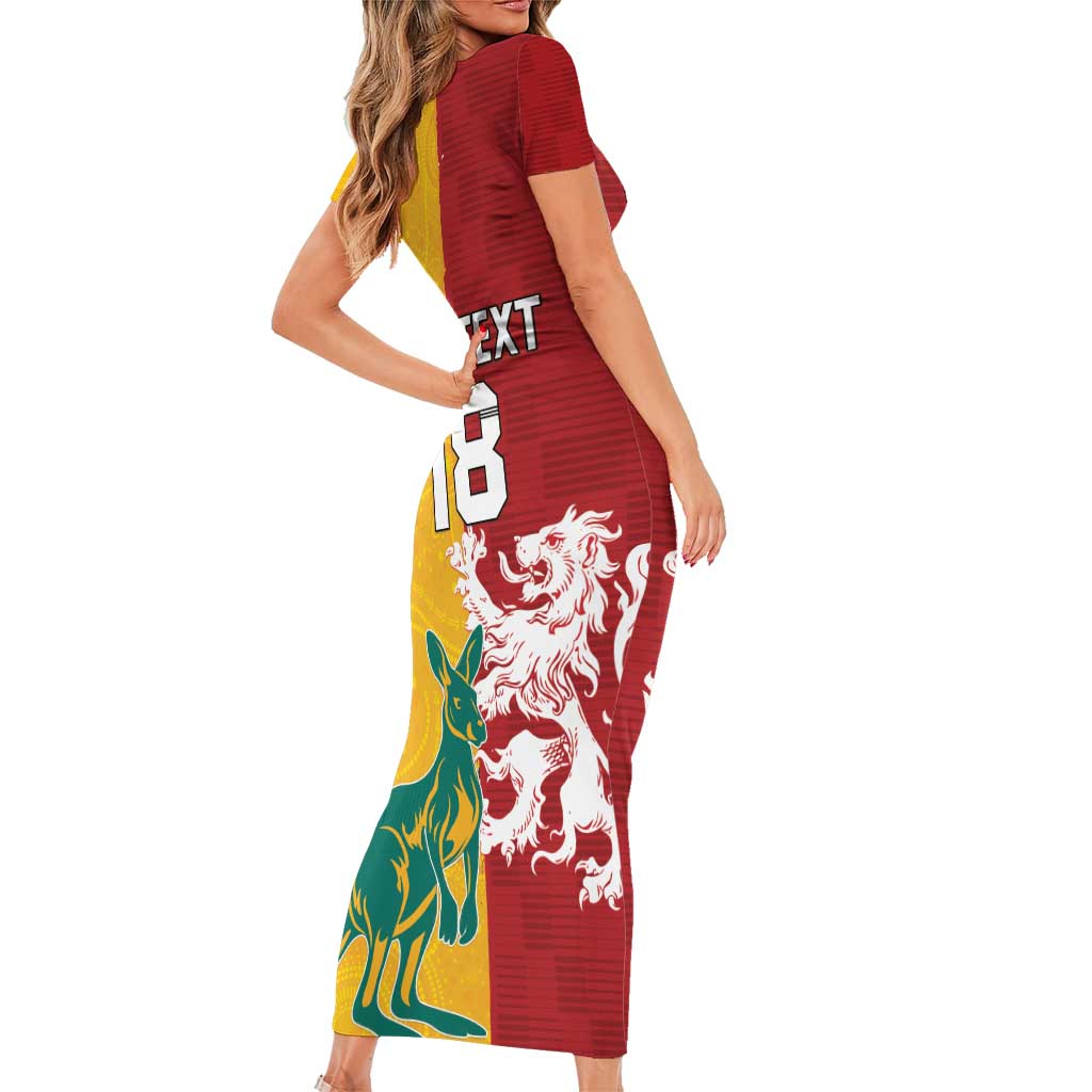 Custom British Lions Australia Short Sleeve Bodycon Dress Unique Style - Aussie Hoodie