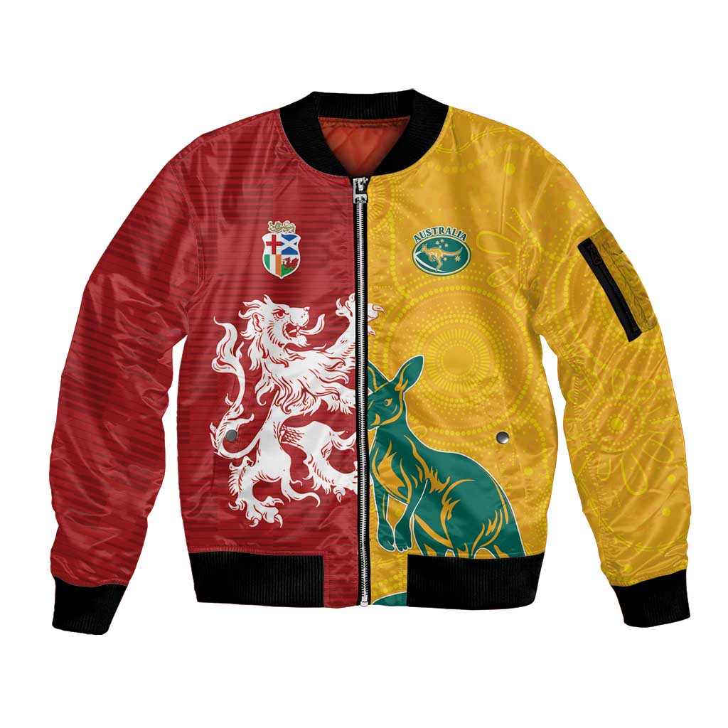 Custom British Lions Australia Sleeve Zip Bomber Jacket Unique Style - Aussie Hoodie