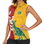 Custom British Lions Australia Women Sleeveless Polo Shirt Unique Style - Aussie Hoodie