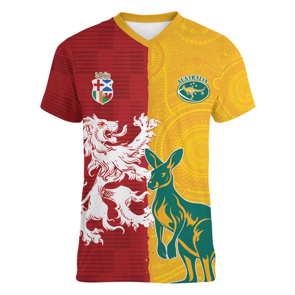 Custom British Lions Australia Women V-Neck T-Shirt Unique Style - Aussie Hoodie