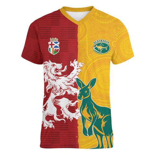 Custom British Lions Australia Women V-Neck T-Shirt Unique Style - Aussie Hoodie
