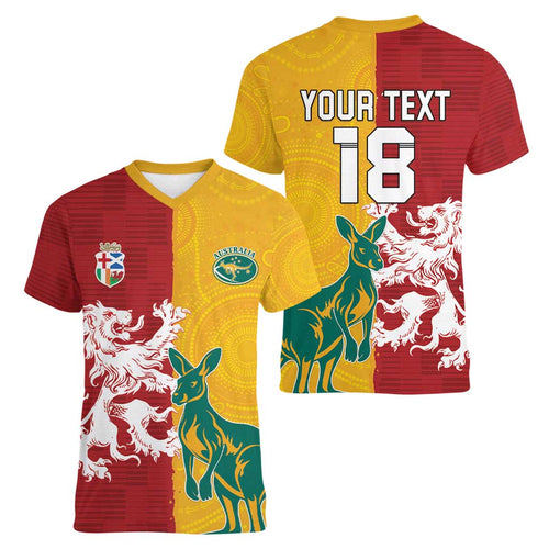 Custom British Lions Australia Women V-Neck T-Shirt Unique Style - Aussie Hoodie