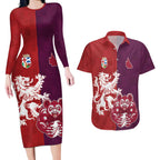 Custom British Lions Brumbies Couples Matching Long Sleeve Bodycon Dress and Hawaiian Shirt Unique Style - Aussie Hoodie